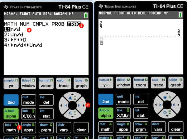 Entering fractions in TI-84 Plus CE | ti-84-calculator-online.com