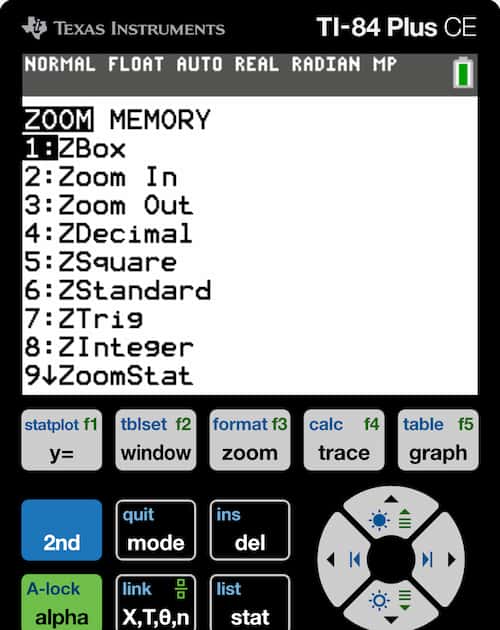 Using ZOOM features in TI-84 Plus CE | ti-84-calculator-online.com
