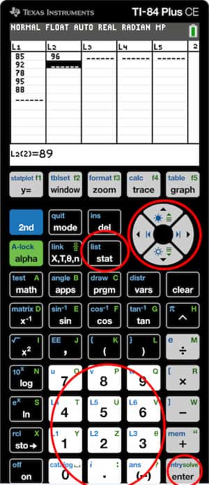 Entering data in TI-84 Plus CE | ti-84-calculator-online.com